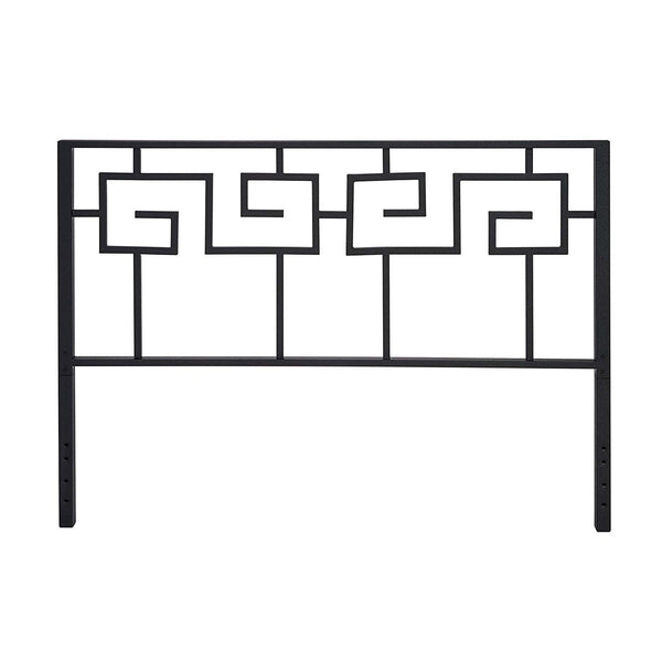 Full size Modern Meander Greek Key Style Headboard in Black Metal Finish - Deals Kiosk