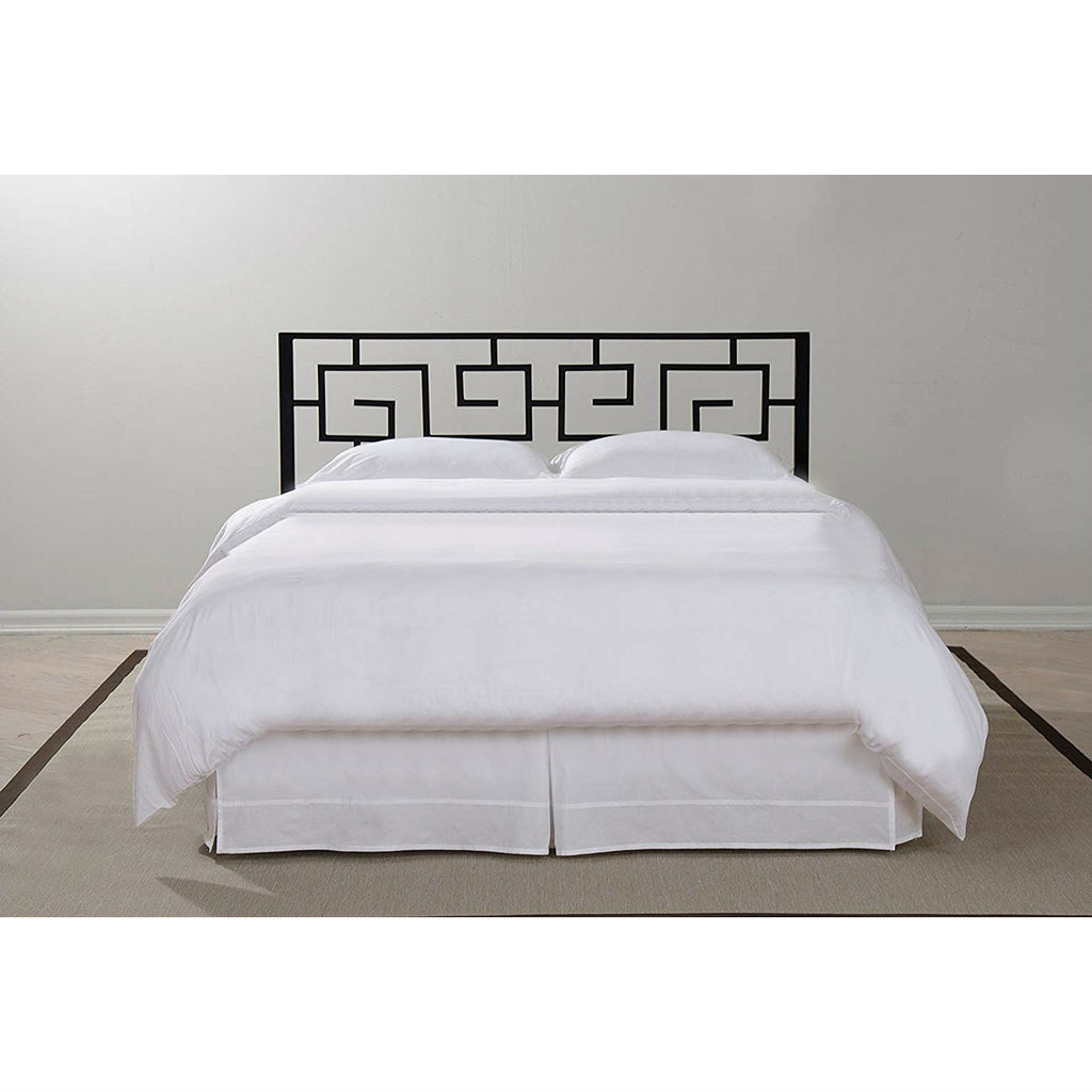 Full size Modern Meander Greek Key Style Headboard in Black Metal Finish - Deals Kiosk
