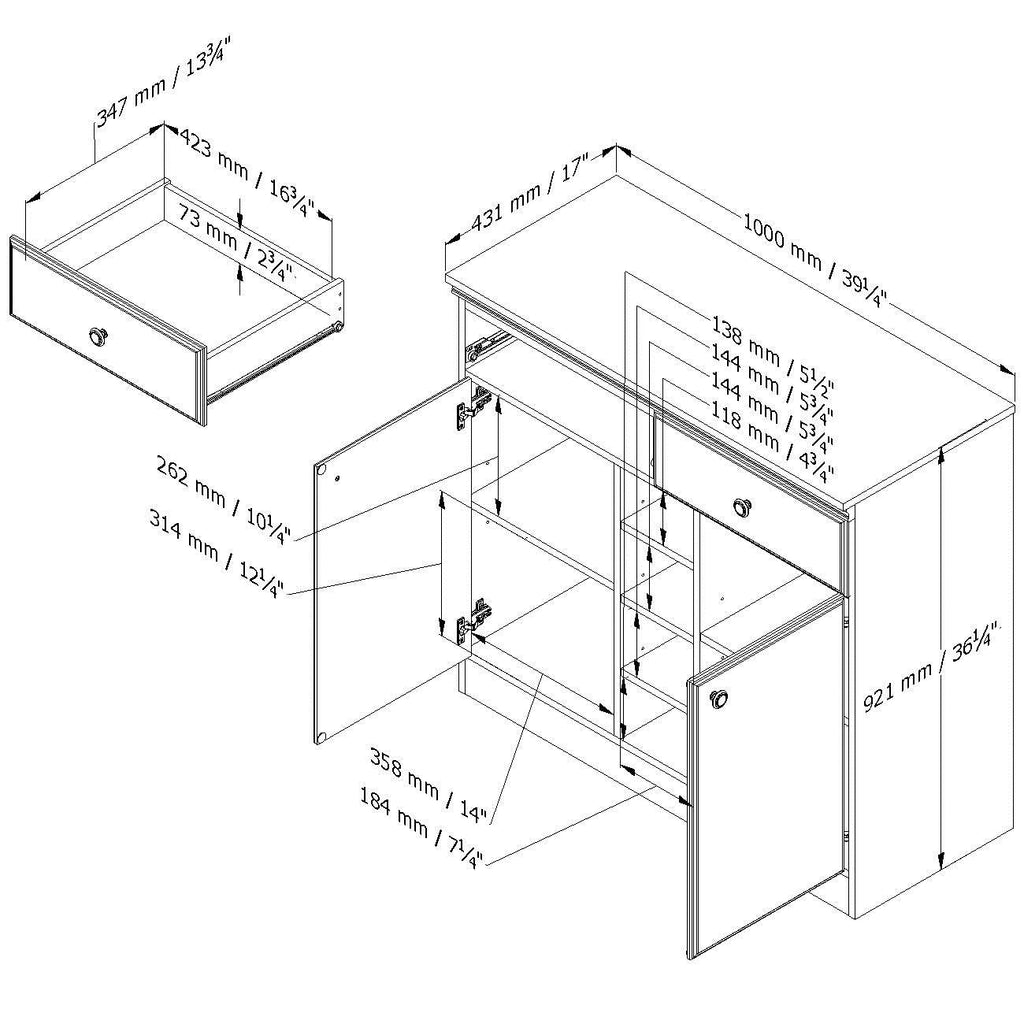 Console Table Sideboard with Storage Drawers in Chocolate - Deals Kiosk