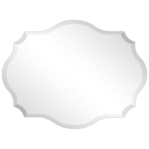 Modern Frameless 32 x 24 inch Scalloped Beveled Accent Bathroom Mirror - Deals Kiosk