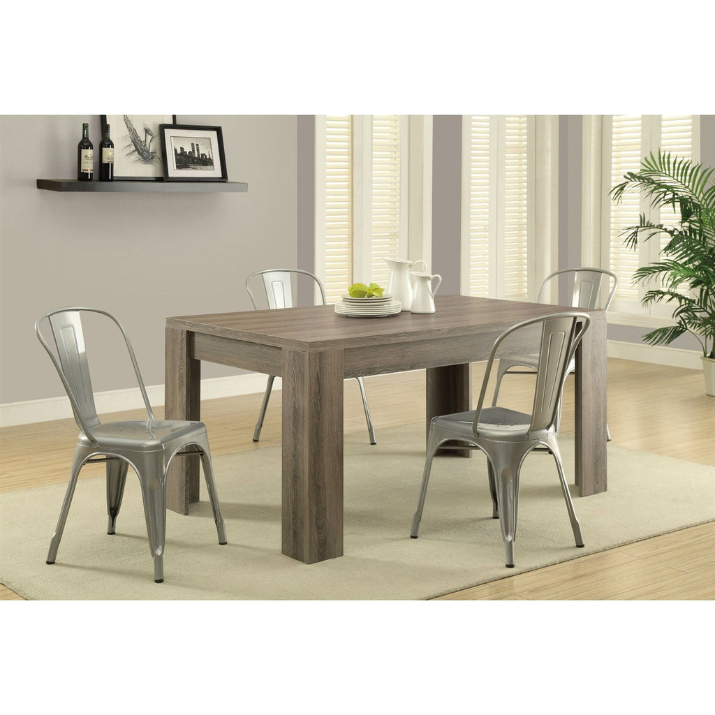 Modern Block Leg Rectangular Dining Table in Dark Taupe Wood Finish - Deals Kiosk