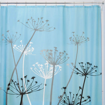 Black and Blue Thistle Flower Fabric Shower Curtain - Deals Kiosk