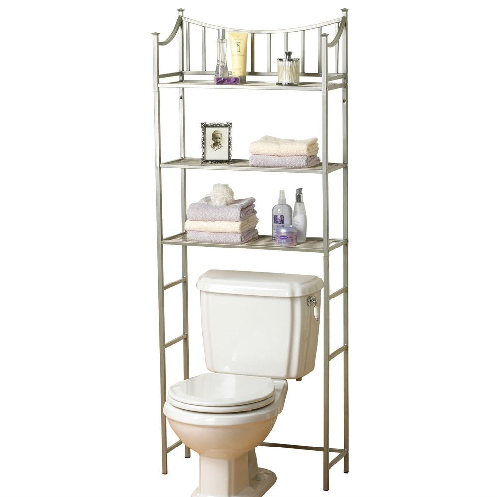 Bathroom Space Saving Over the Toilet Linen Tower Shelving Unit in Nickel Finish - Deals Kiosk