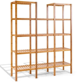 Bamboo Wood 4-Shelf Bookcase Plant Stand Shelving Unit - Deals Kiosk