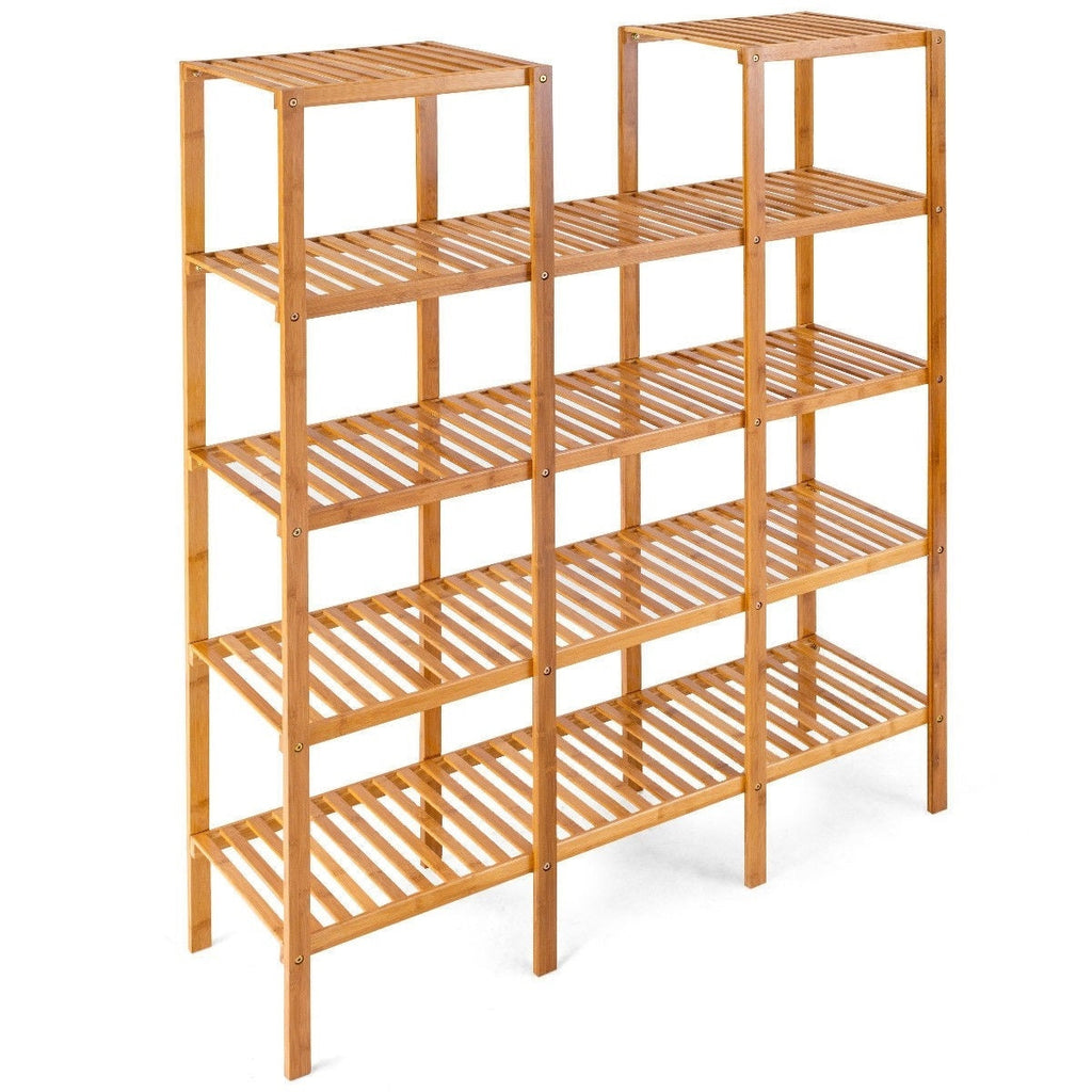 Bamboo Wood 4-Shelf Bookcase Plant Stand Shelving Unit - Deals Kiosk