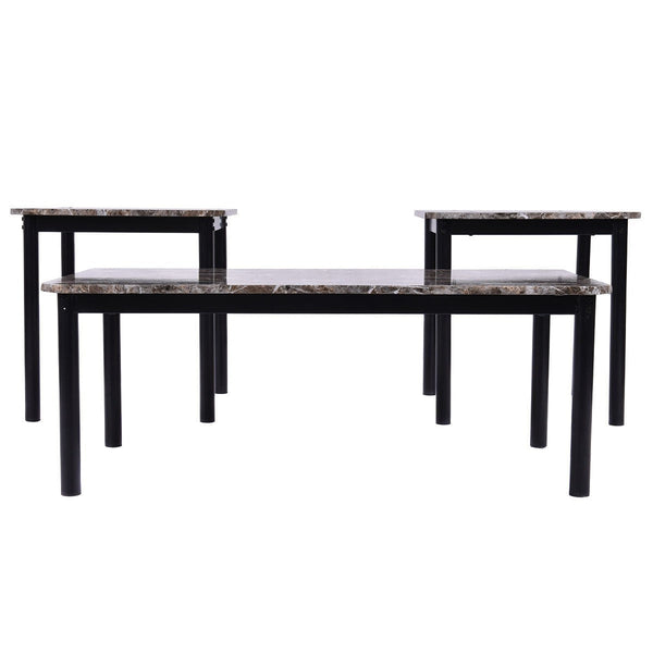3-Piece Coffee Table and End Table Set with Faux Marble Top - Deals Kiosk
