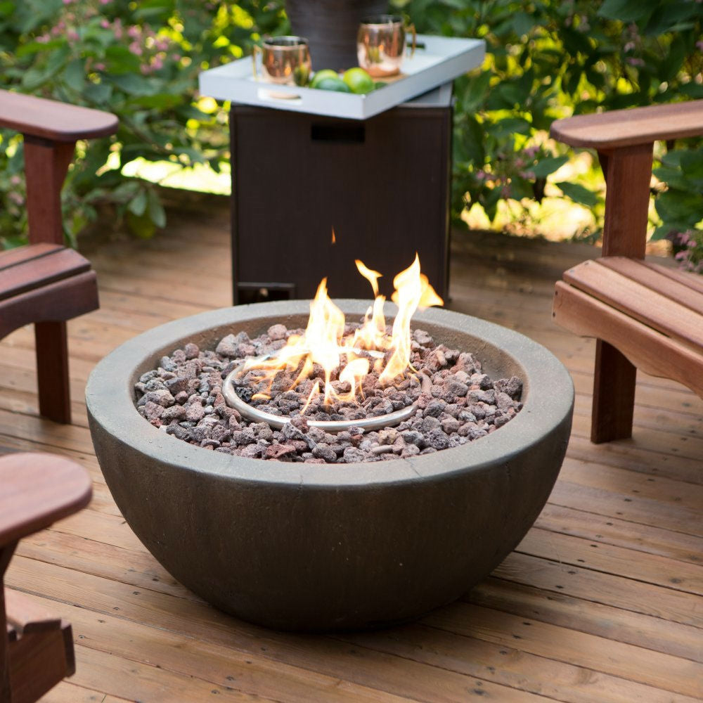 28-inch Round Gray Enviro Stone Natural Gas Fire Pit Bowl - Deals Kiosk