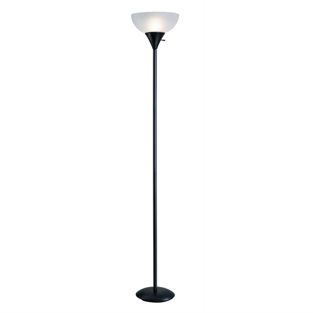 Black 70-inch 150-Watt Floor Lamp White Frosted Shade