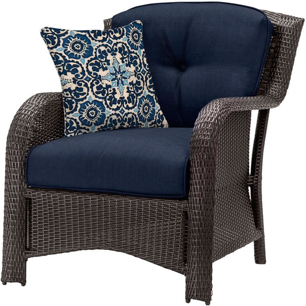 Outdoor 6-Piece Resin Wicker Patio Furniture Lounge Set with Navy Blue Cushions - Deals Kiosk