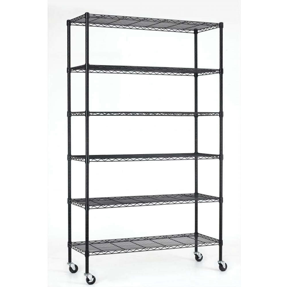 Heavy Duty 6-Shelf Adjustable Metal Shelving Rack with Casters - Deals Kiosk