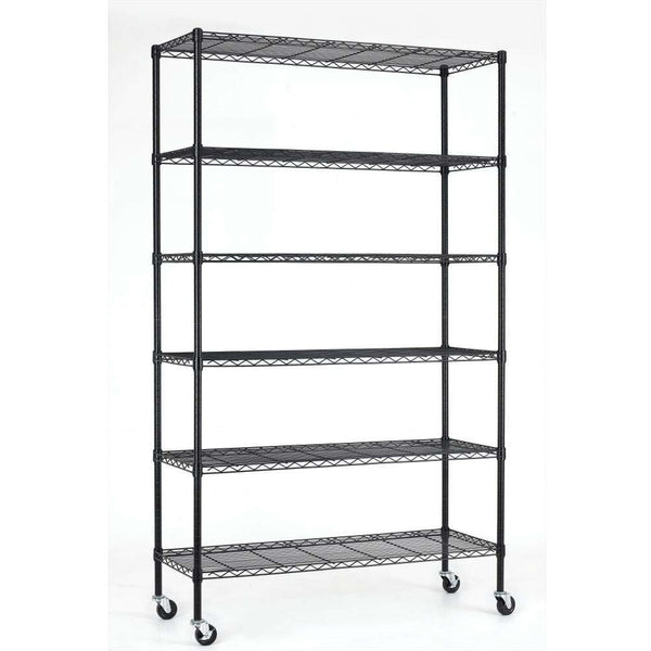 Heavy Duty 6-Shelf Adjustable Metal Shelving Rack with Casters - Deals Kiosk
