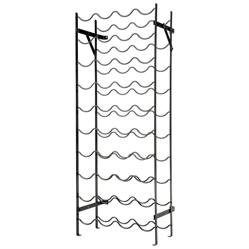 Black Metal 40-Bottle Wine Rack with Wall Anchors - Deals Kiosk