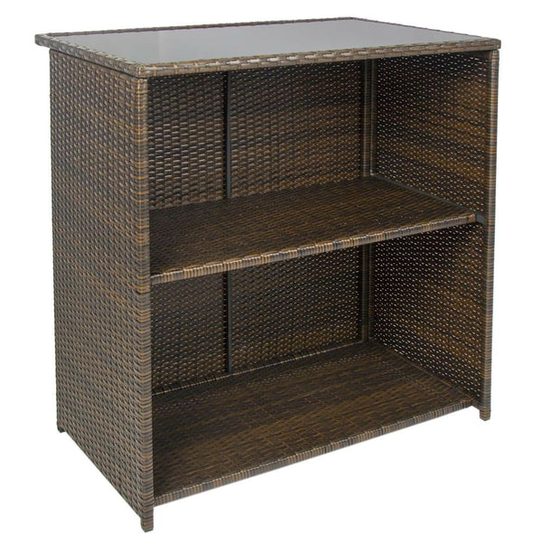 Outdoor 3-Piece PE Wicker Bar Set with Table and Stools - Deals Kiosk