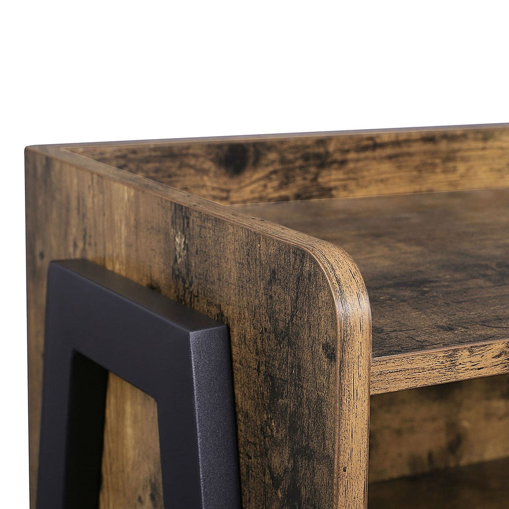 Modern Stacking Open Shelf Nightstand End Table in Medium Brown Wood Finish - Deals Kiosk