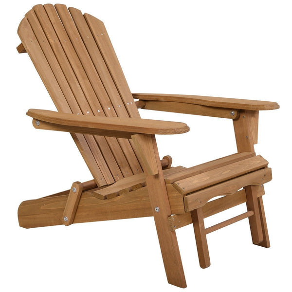 Folding Wood Adirondack Chair with Pull-Out Foot Rest Ottoman - Deals Kiosk