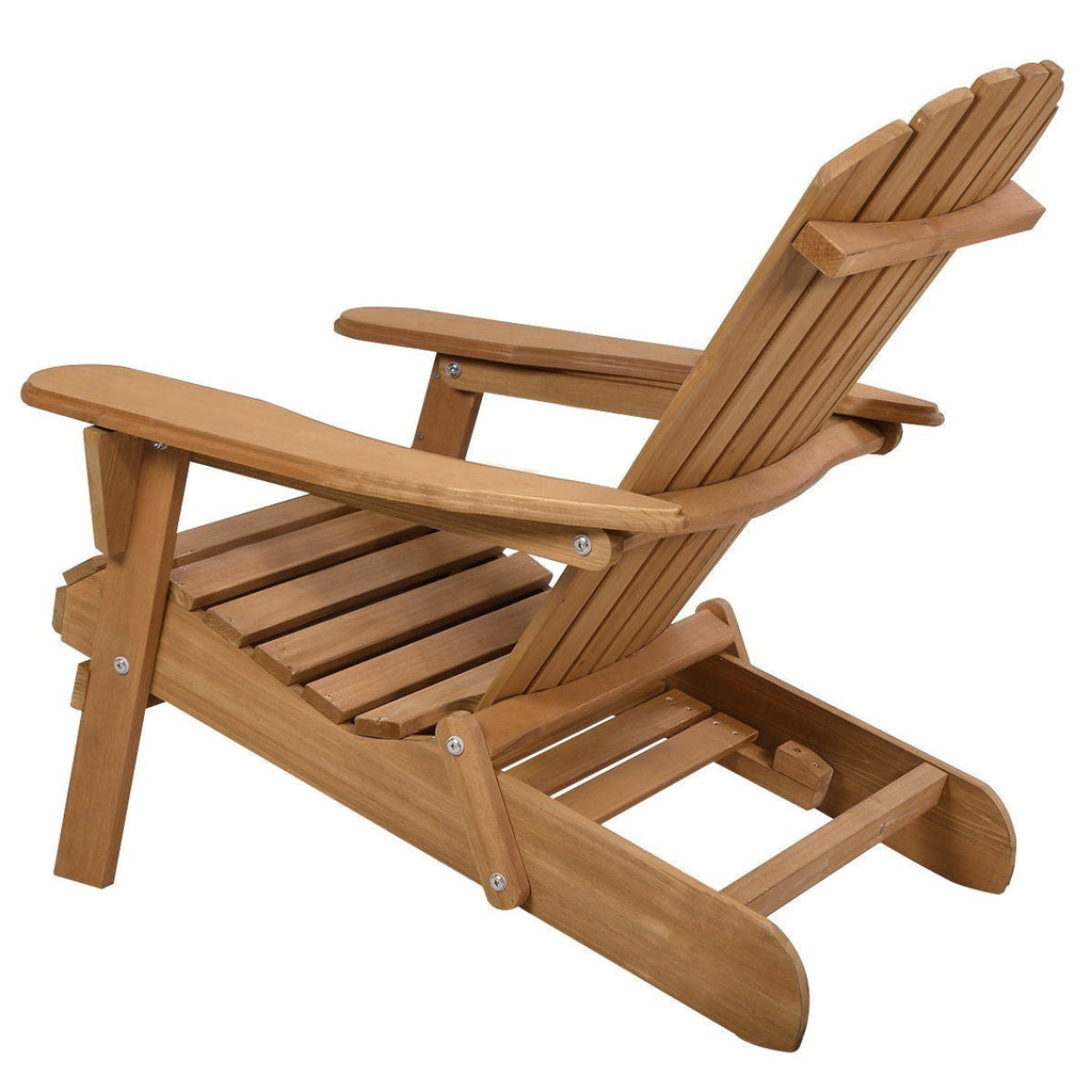 Folding Wood Adirondack Chair with Pull-Out Foot Rest Ottoman - Deals Kiosk