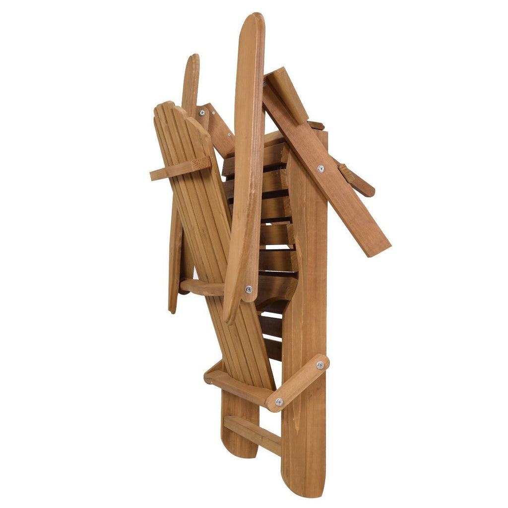 Folding Wood Adirondack Chair with Pull-Out Foot Rest Ottoman - Deals Kiosk