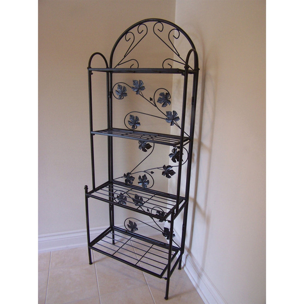 Cast Iron Bakers Rack with Grape Vine Design in Antique Bronze - Deals Kiosk