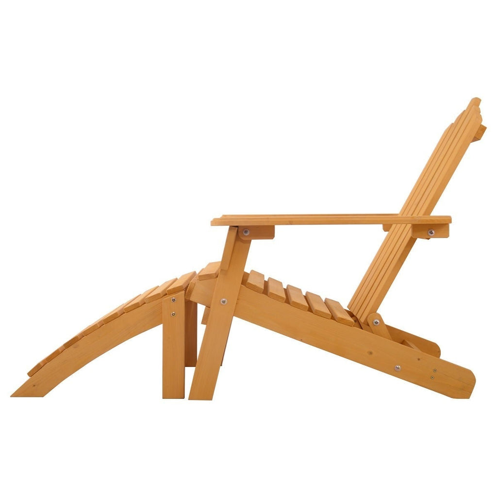 Folding Wooden Adirondack Chair with Foot Rest Ottoman - Deals Kiosk