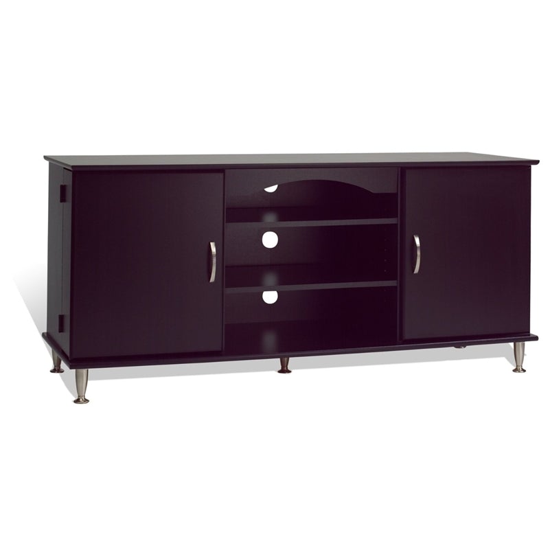 60-inch Plasma TV Stand with Media Storage in Black Finish - Deals Kiosk