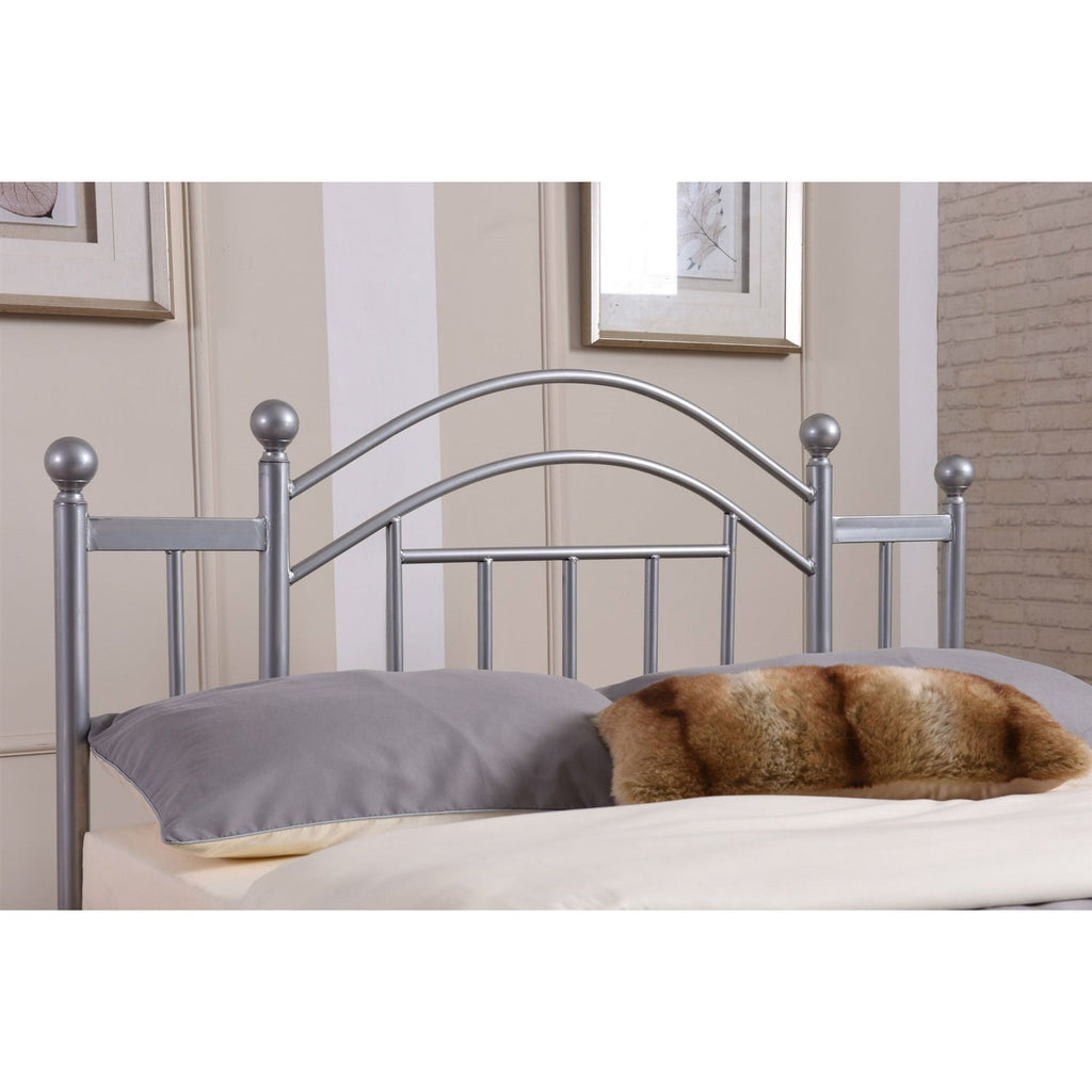 Full size Silver Metal Platform Bed Frame with Arched Headboard - Deals Kiosk
