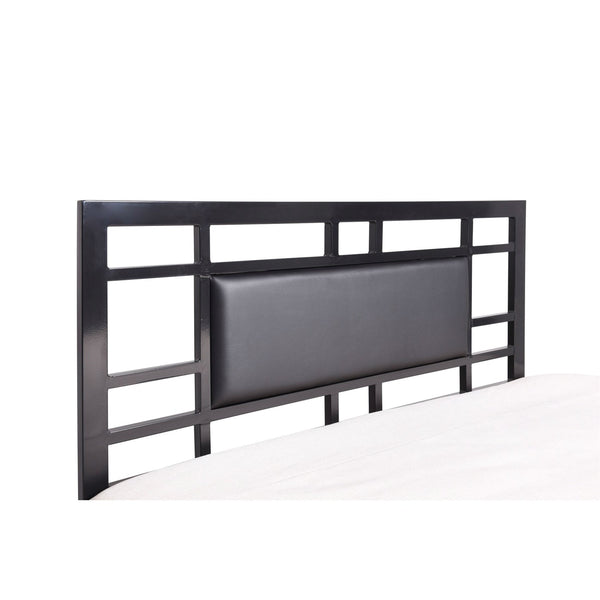 Full Modern Classic Metal Platform Bed Frame with Black Upholstered Headboard - Deals Kiosk