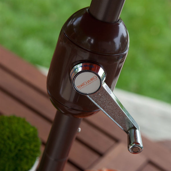 Beige Canopy 9-Ft Patio Umbrella with Push Button Tilt and Bronze Finish Pole - Deals Kiosk