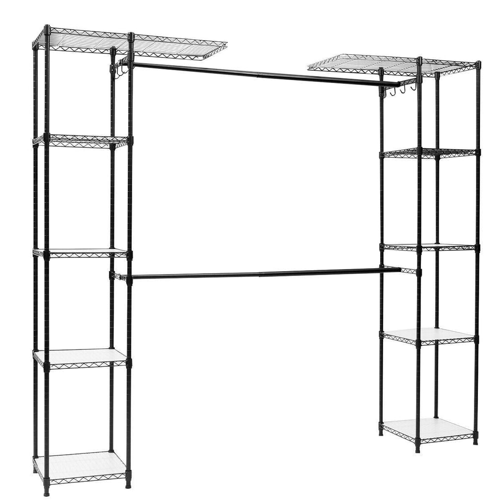 Black Free Standing Open Portable Closet Wardrobe Shelving Unit