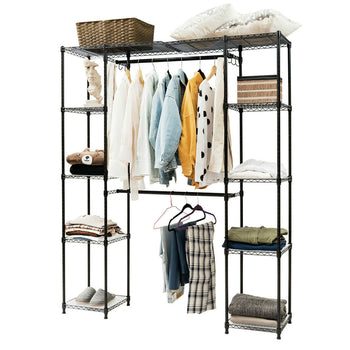 Black Free Standing Open Portable Closet Wardrobe Shelving Unit - Deals Kiosk