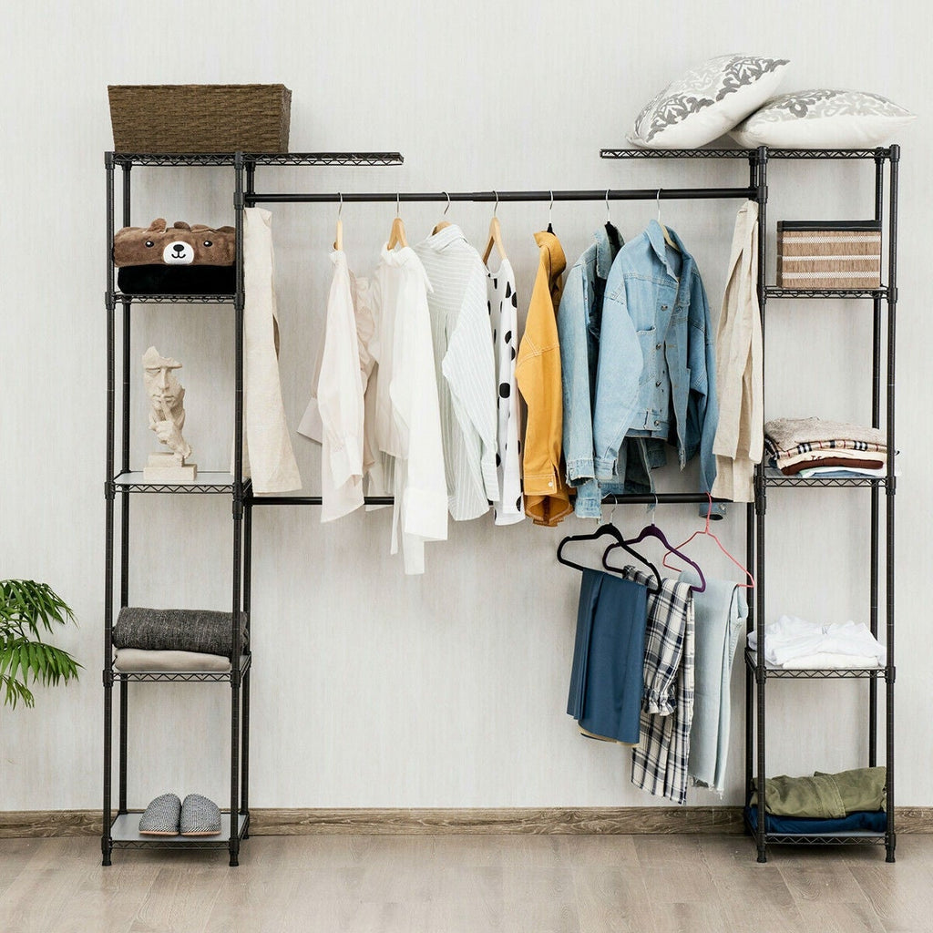 Black Free Standing Open Portable Closet Wardrobe Shelving Unit - Deals Kiosk