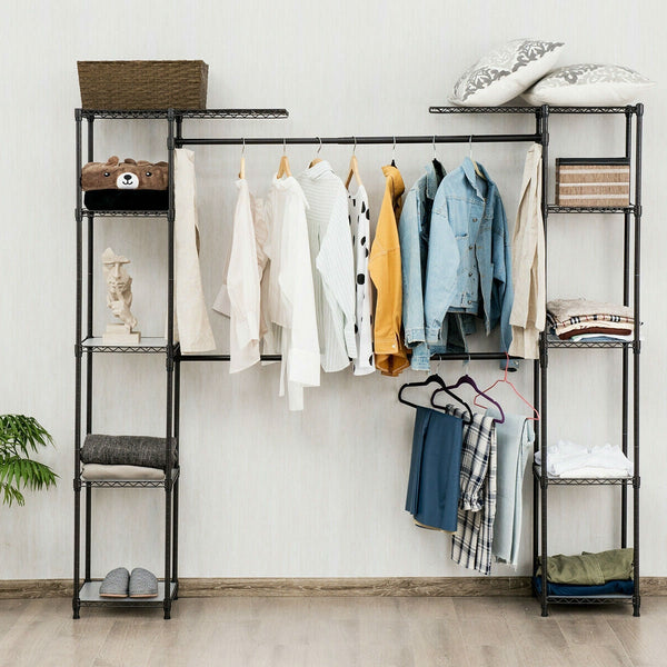 Black Free Standing Open Portable Closet Wardrobe Shelving Unit - Deals Kiosk
