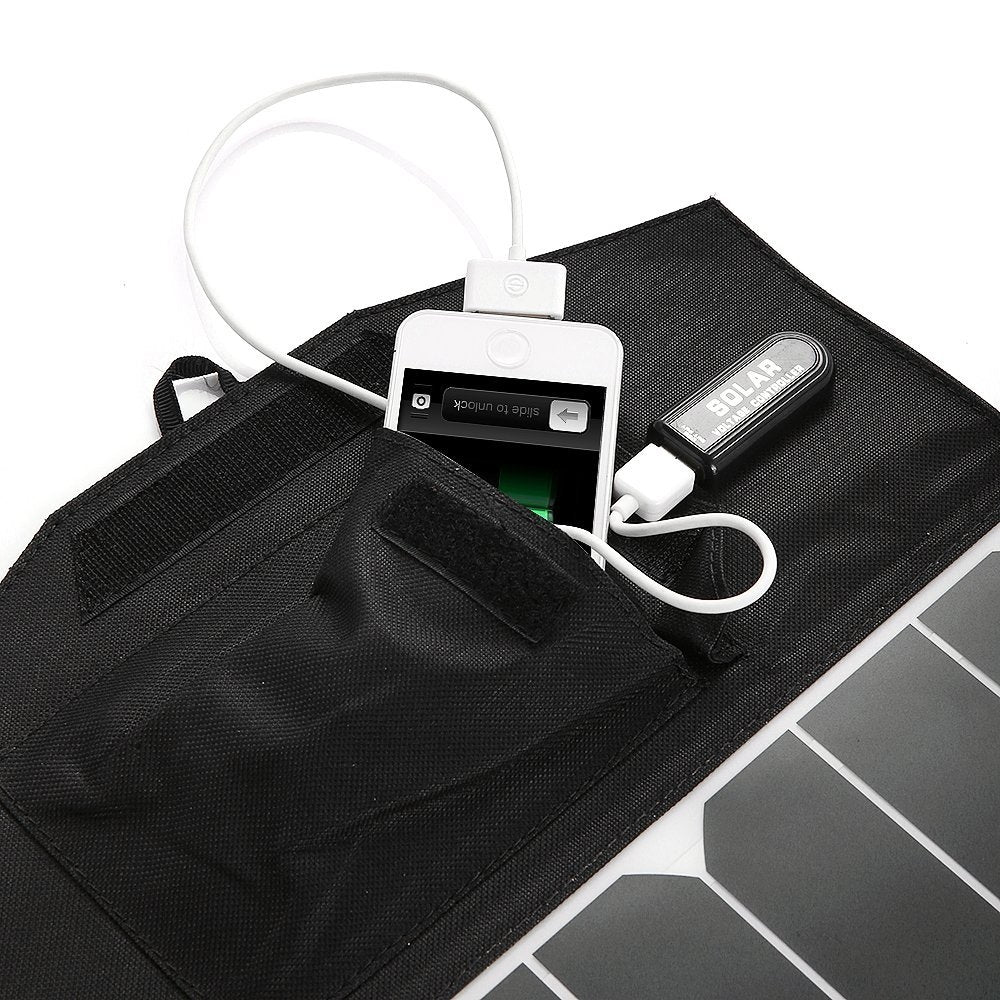 14-Watt Folding Solar Panel Charger for Smartphone iPhone Galaxy and More - Deals Kiosk