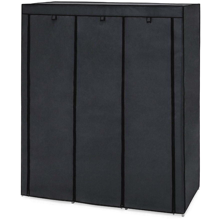Black 59-inch Portable Wardrobe Storage Closet with 9 Shelves - Deals Kiosk
