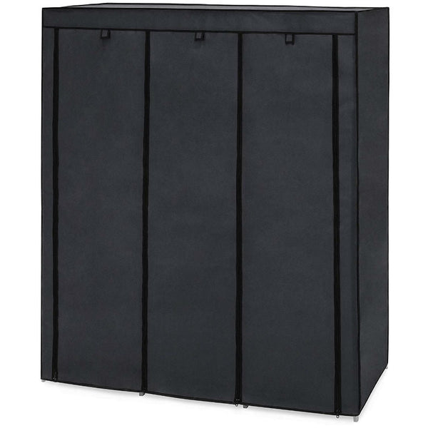 Black 59-inch Portable Wardrobe Storage Closet with 9 Shelves - Deals Kiosk