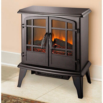 Black Adjustable Thermostat Plug In Electric Fireplace Heater Stove - Deals Kiosk