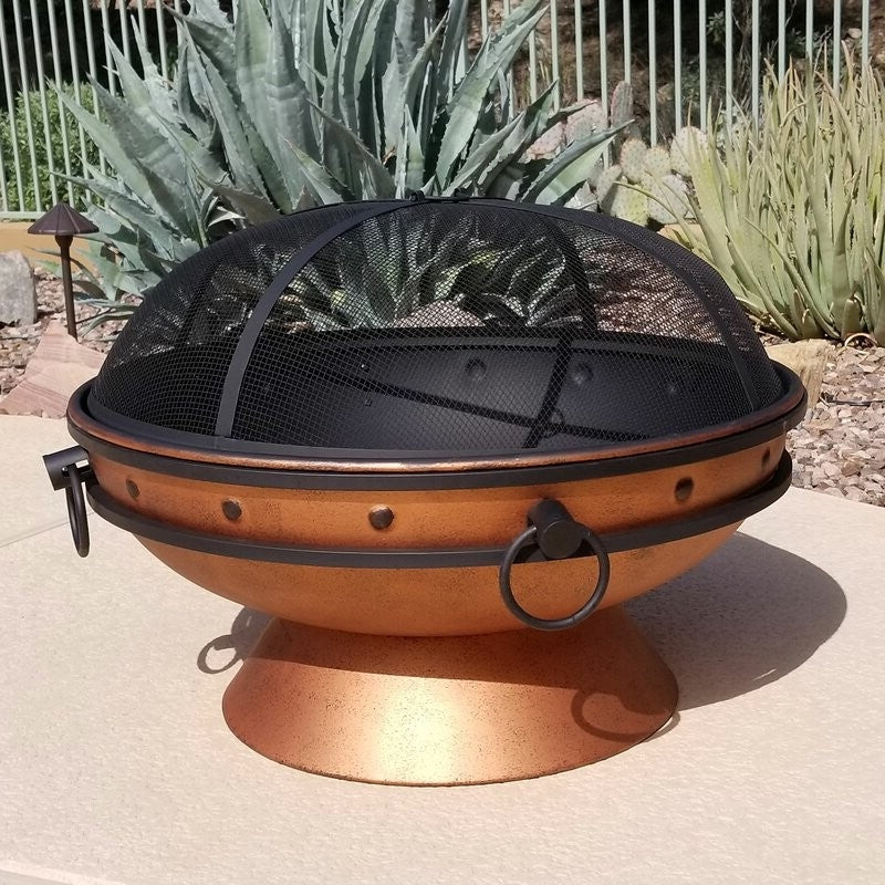 Cauldron Steel Wood Burning Fire Pit with Spark Screen - Deals Kiosk