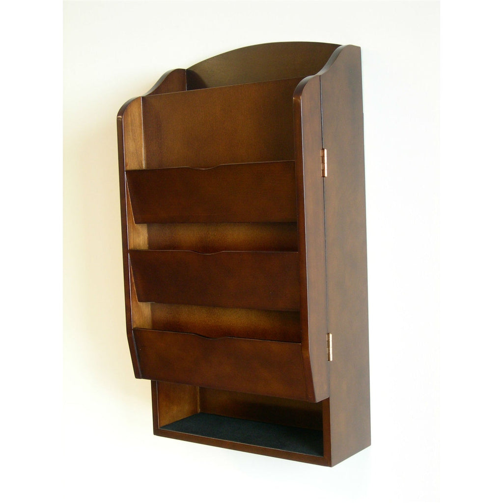 Door / Wall Mount Organizer Letter Holder Mail Sorter in Dark Walnut - Deals Kiosk