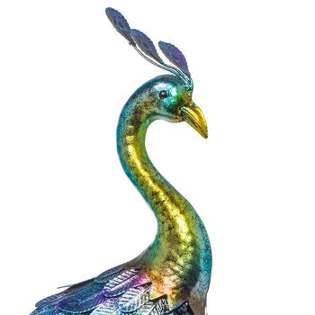 Outdoor Garden Metal Blue/Green Peacock Statue - Deals Kiosk