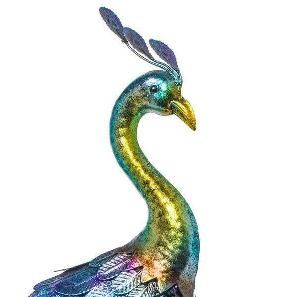 Outdoor Garden Metal Blue/Green Peacock Statue - Deals Kiosk