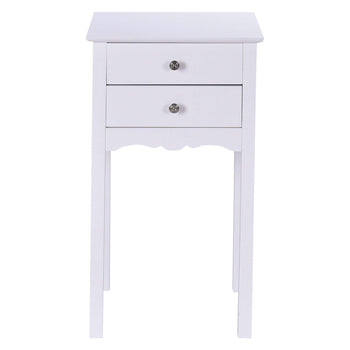 Elegant 2-Drawer End Table Nightstand Side Table in White Wood Finish - Deals Kiosk