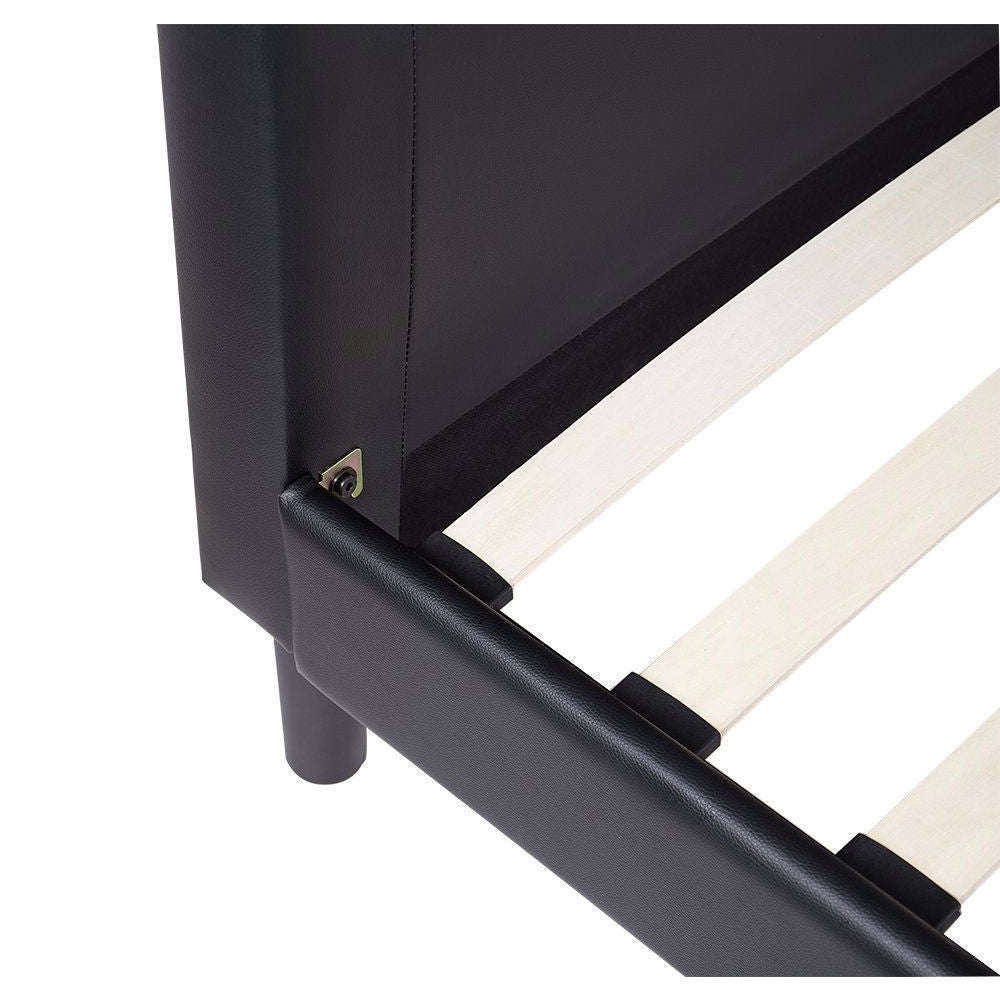 Full size Modern Faux Leather Platform Bed Frame with Headboard - Deals Kiosk