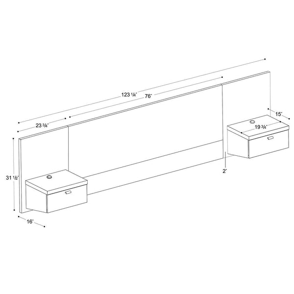 King size Floating Headboard with Nightstands in Espresso - Deals Kiosk