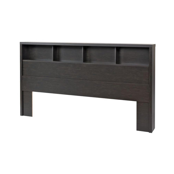 King size Bookcase Headboard in Washed Black Wood Finish - Deals Kiosk