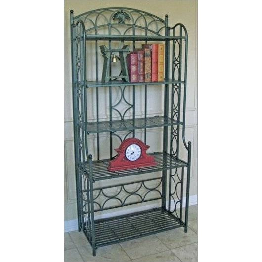 Indoor / Outdoor Wrought Iron Metal Bakers Rack Plant Stand in Dark Green - Deals Kiosk