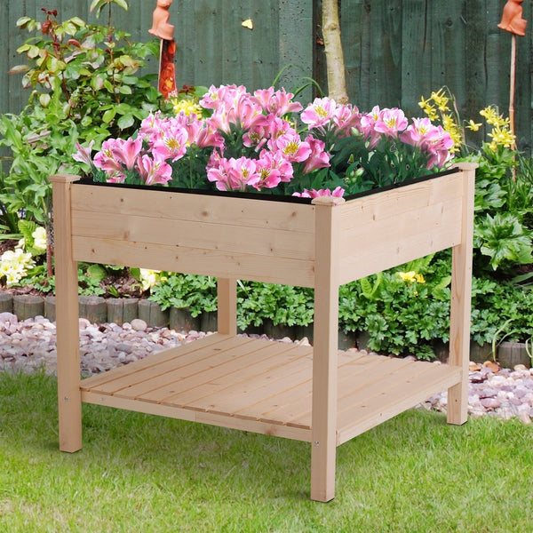 FarmHome Square Fir Wooden Raised Garden Planter Box - Deals Kiosk