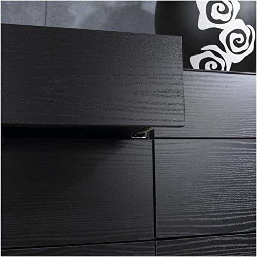 Modern 6 Drawer Double Dresser in Black Woodgrain Finish - Deals Kiosk
