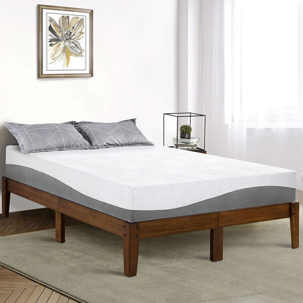 Full size Solid Wood Platform Bed Frame in Brown Natural Finish - Deals Kiosk