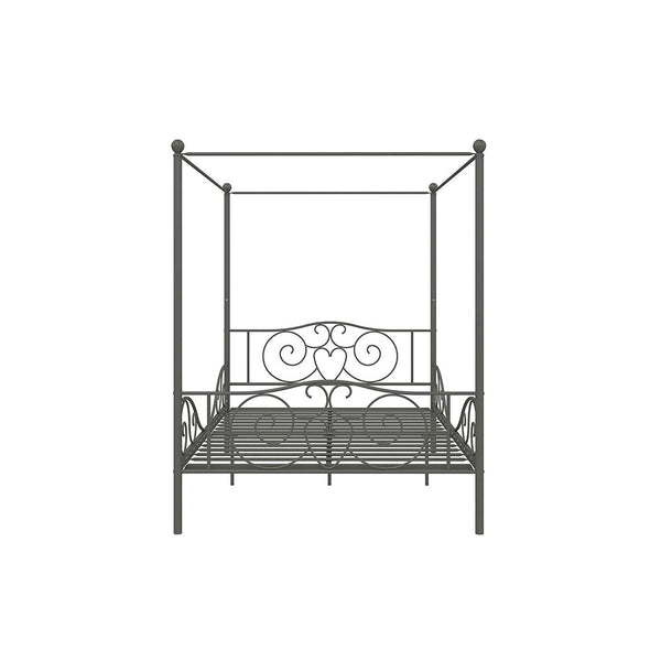 Full size Heavy Duty Metal Canopy Bed Frame in Pewter Finish - Deals Kiosk