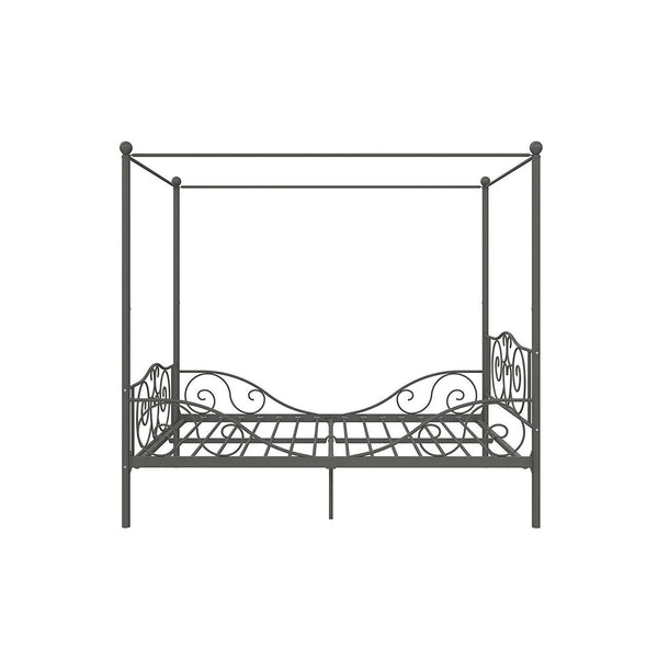 Full size Heavy Duty Metal Canopy Bed Frame in Pewter Finish - Deals Kiosk