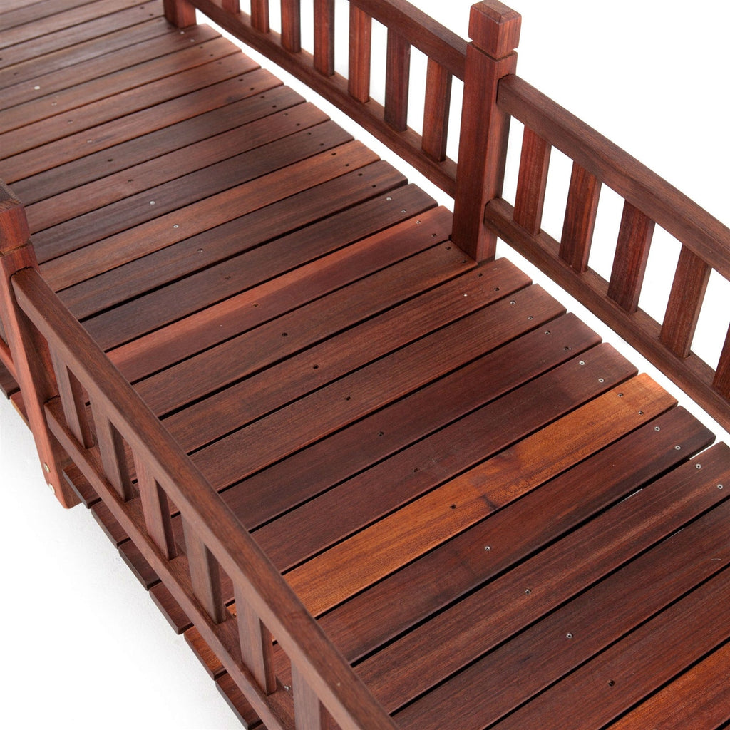 Durable 8-Ft Garden Bridge with Hand Rails in Red Shorea Wood Outdoor - Deals Kiosk